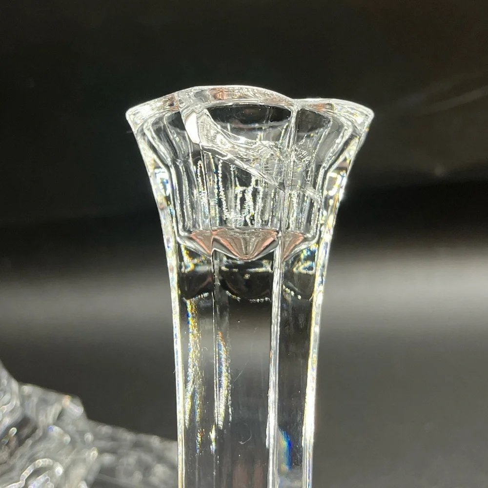 Elegant Vintage Regency 8” Heavy Lead Crystal Candlesticks- Pair